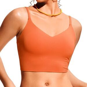 CRZ YOGA Sunshine Adjustable Strap Bikini Top Coral Size Medium NWT Orange Beach